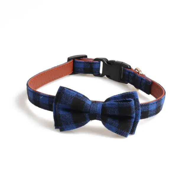 Plaid Bowknot Pet Necklace